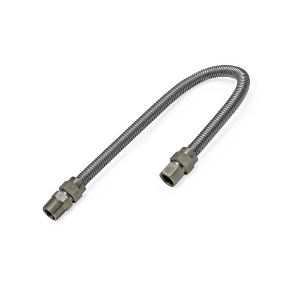Flextron Gas Line Hose 3/8'' O.D.x24'' Length 1/2" FIPx3/8" MIP Fittings, Stainless Steel Flexible Connector FTGC-SS14-24F - main